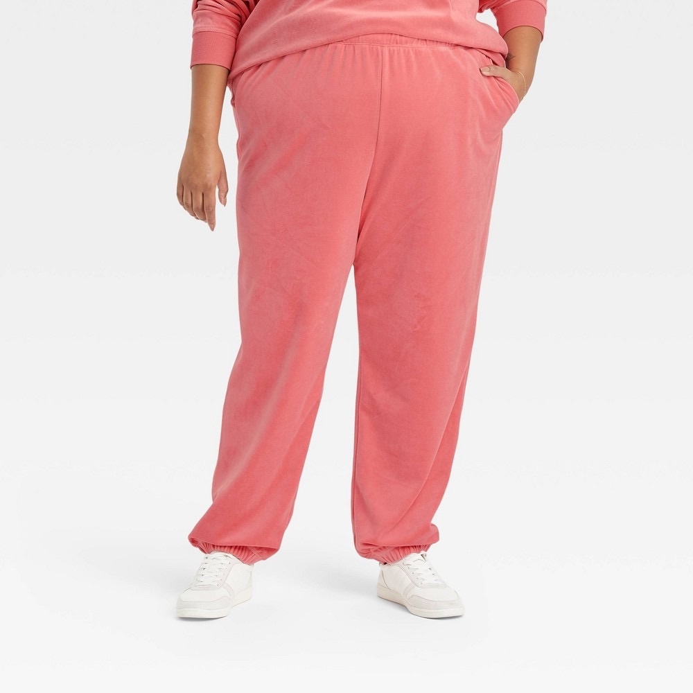 Women's Plus Size High-Rise Relaxed Velour Jogger Pants - Ava & Viv™- Multi Sz’s